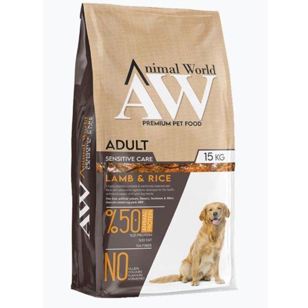 Animal World Adult Kuzu Eli Pirinçli Yetişkin Köpek Maması 15 Kg
