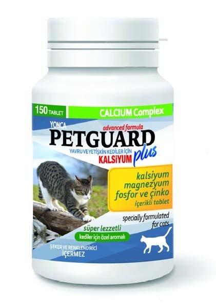 Petguard Kediler İçin Magnezyum Fosfor ve Çinkolu Kalsiyum Tableti 150 Adet